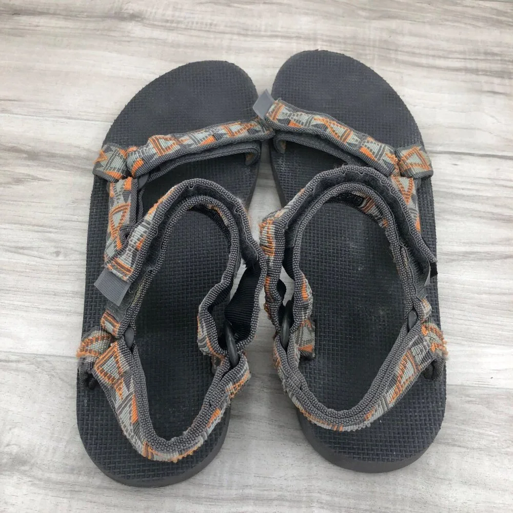 Teva Sandals Mens 13 Original Gray Nylon Webbing Hook and Loop Outdoor Shoes